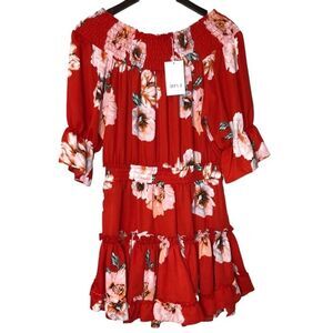 Misa Los Angeles Darla Poppy Floral Mini Dress Vacation Trip Tropical Poppy Red